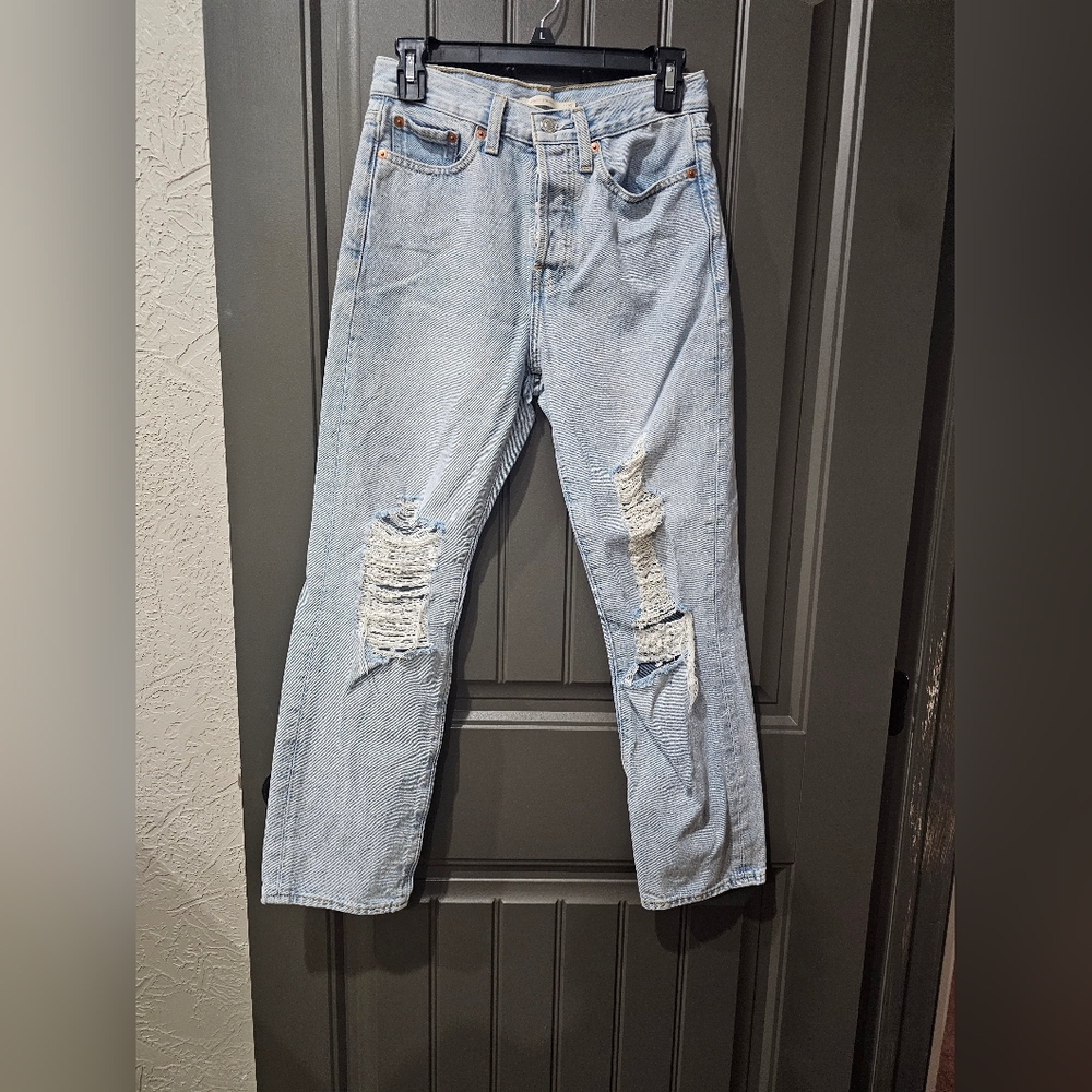 Levi's Light Blue Distressed Ankle Jeans